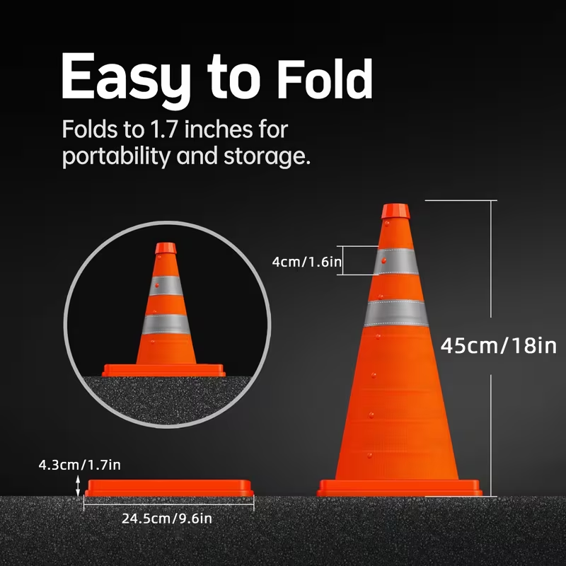 Road Traffic Cone - 45cm 접이식 텔레스코픽 교통 콘(보관 가방